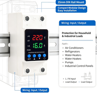 Protecteur de surtension et de sous-tension réglable 63A 220V, relais de protection contre les surintensités à réconnexion automatique avec double affichage numérique LED