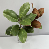 Feuilles de Magnolia Artificielles de Haute Qualité, Vertes et Jaunes, au Toucher Réel, Décoration Douce pour la Maison, Vente Directe d'Usine, Matière Plastique