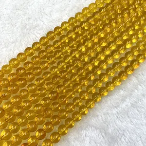 Geel Kristal 8Mm Ronde Kralen Voor Sieraden Maken Yellow Crystal Bead Ketting