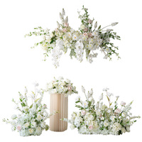 Witte bruiloft wanddecoratie bloemen zijden bloemen podium achtergrond lay-out simulatie buitenactiviteiten