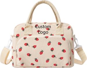 กระเป๋าเบนโตะพิมพ์ลายตามสั่งสำหรับผู้หญิง กระเป๋าเก็บความเย็นแบบพกพาสำหรับปิกนิกสำหรับผู้หญิงและผู้ชาย กระเป๋าสะพายข้างสำหรับผู้ใหญ่ กระเป๋าใส่อาหารกลางวันผ้าลูกฟูก - Product Image 1