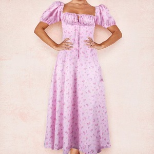 Nuevo Vestido Largo con Estampado Floral Europeo Americano 2026 para Mujer, Estilo Dulce con Cintura Natural y Falda Amplia para Primavera Verano - Product Image 4