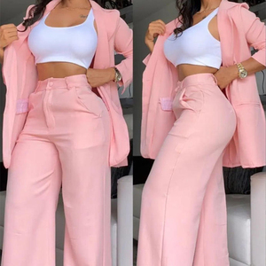Conjunto de <span class=keywords><strong>Traje</strong></span> de Dos Piezas Rosa para <span class=keywords><strong>Mujer</strong></span> de Oficina, Elegante y de Alta Calidad, <span class=keywords><strong>Chaqueta</strong></span> y Pantalones, con Logotipo Personalizado, Tallas Grandes - Product Image 1