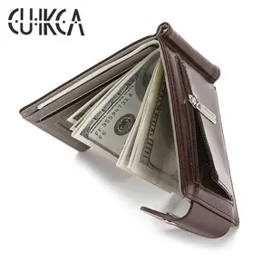 HF007 CUIKCA男女通用超薄皮革迷你钱包名片盒搭扣拉链硬币钱包钱夹身份证信用卡夹