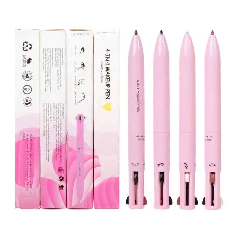 Private Label 4 IN1 Makeup Pen 4 Nachfüllungen Makeup Highlighter Lip Eye Liner Lapiz De Maquill aje 4 En 1 Touch Up 4 In 1 Makeup Pen