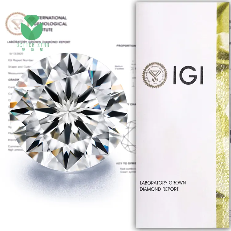 Groothandel Cvd Diamant Losse 0.01-2 Karaat Ronde Vvs Real Lab Diamond Igi Hpht Lab Gekweekte Diamant Gia Gecertificeerd