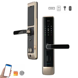 Fechadura inteligente Tuya Smart Door Bluetooth com novo design de fábrica, cartão com senha de impressão digital, fechadura inteligente para porta principal de casa