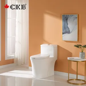CKB S-트랩 305mm 등경 바닥 장착 유리체 사이펀 제트 플러싱 길쭉한 흰색 화장실