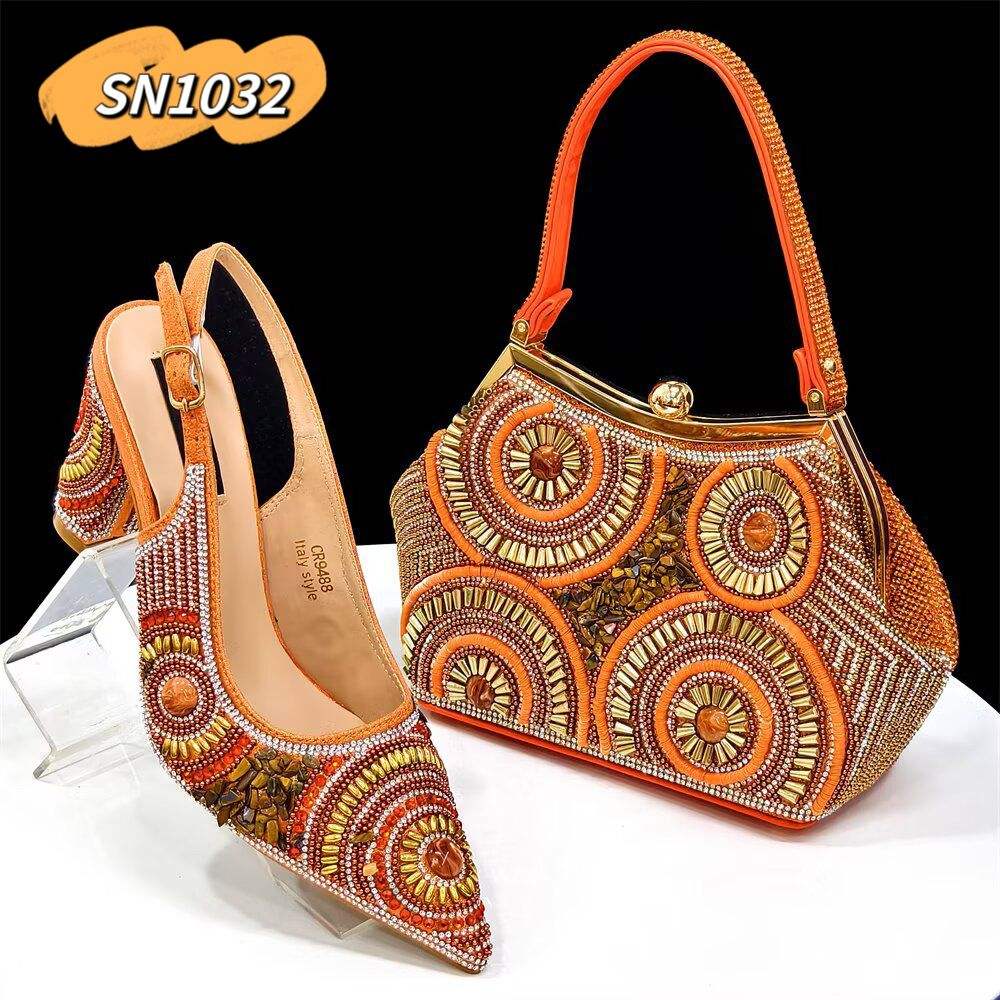 Orange Nigeria Woman Shoes and Bag Set for Party 2025 Inmyshop High  Heels Italy Shoes and Bag to Match Set for Wedding
