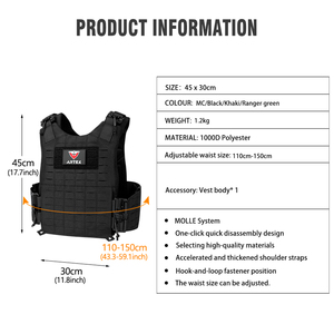 Gilet Tactique Noir Molle Porte-Plaques Imperméable en Oxford Protecteur OEM ODM pour Entraînement en Extérieur - Product Image 2