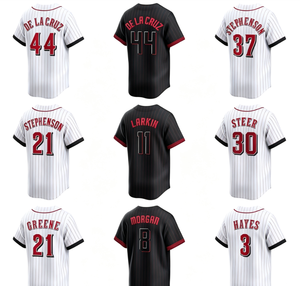 Camiseta de Béisbol Unisex de Cincinnati # 44 Elly De La Cruz # 11 Barry Larkin # Camiseta de Softbol Corta Estampada 7 Spencer Steer 100% - Product Image 1