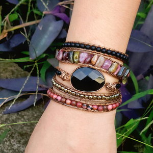 Pulsera Bohemiana <span class=keywords><strong>de</strong></span> <span class=keywords><strong>Moda</strong></span> Hecha a Mano Estilo Coreano con Cera, Joyería Personalizada, Brazalete Boho Envolvente <span class=keywords><strong>de</strong></span> 5 Hileras con Cuentas <span class=keywords><strong>de</strong></span> Cristal y Piedras Preciosas Naturales - Product Image 2