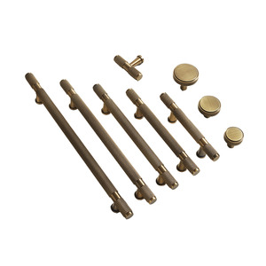 Tiradores moleteados de barra en T de latón cruzado con corte de diamante, herrajes para armarios y muebles de cocina para armarios, vestidores, armarios - Product Image 2