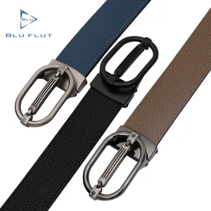 Luxury high quality soft top grain leather belts alloy buckle smooth buckle mens belts