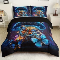 Parure de lit 3 pièces style chinois en microfibre polyester brodée 200TC, impression 3D noire, ODM/OEM, vente chaude