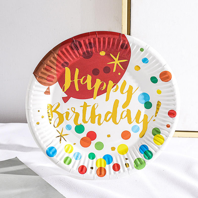 Wholesale Disposable Gold Dot Paper Plates Custom Party Plate