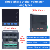Meteran Arus XS-194I/194U Tiga Fasa Amperemeter dan Voltmeter Akurasi 0,5% Layar Digital