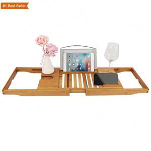 Support de baignoire en bambou Jumon étagère télescopique nordique antidérapante étagère support de bain réglable plateau de seau en bois étagère de baignoire - Product Image 1