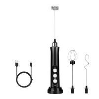Oempromo Mousseur à lait électrique automatique rechargeable par USB, 3 vitesses, avec 3 fouets