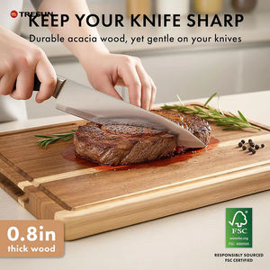 TRESUN Ensemble de 3 planches à découper rectangulaires en bois d'acacia massif de 2 cm d'épaisseur avec logo gravé personnalisé, antidérapantes - Product Image 6