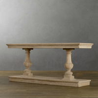 Console haut de gamme en bois massif de style antique français avec pieds balustre, table de couloir vieillie pour villa et salon