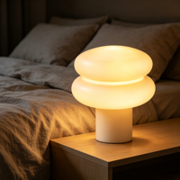Lampe de bureau en céramique Murano vintage style crème française, lumière de chevet nordique chaleureuse en forme de champignon, luxe