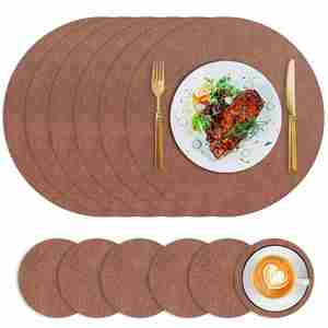 Vintage Leather Round Placemats Waterproof and Easy to Clean Durable Dining Table Protector for Home and Restaurant Use - Product Image 1