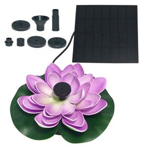 Fontaine solaire à LED avec design feuille de lotus et pompe pour bain d'oiseaux, éclairage LED IP65, commande par bouton - Product Image 1
