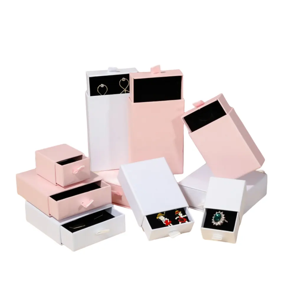 제조사 친환경 맞춤형 로고 재활용 선물 상자 포장 보석 목걸이 팔찌 반지 서랍 종이 보석 상자
