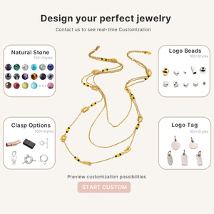 Conjunto de joyería de moda en tonos dorados, collar en capas y pendientes colgantes con cuentas de piedras preciosas para uso diario y fiestas - Product Image 6