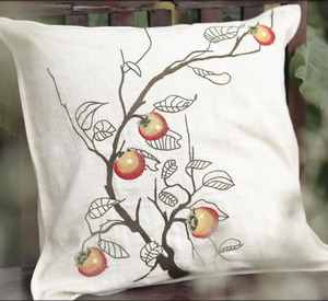 Wholesale <b>Square</b> Embroidery Persimmon Removable Hotel Hospital Vintage 100% Cotton Washable Zipper <b>Pillow</b> Case Cushion - Product Image 1
