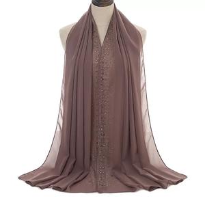 Hijab <span class=keywords><strong>de</strong></span> chifón con perlas <span class=keywords><strong>de</strong></span> Malasia para mujer, pañuelo para la cabeza con diamantes étnicos - Product Image 6