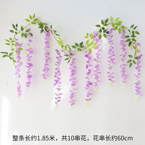 Fleurs artificielles de glycine Hua Qianyun, guirlande décorative en soie blanche pour plafond, plante de couverture pour mariage - Product Image 2
