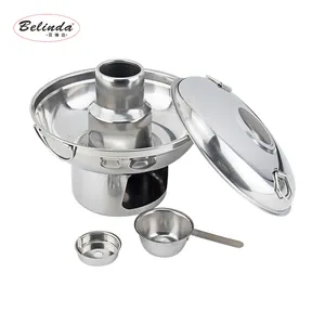 Alcohol Stove Food Warmer Stainless Steel Chinese Hot Pot for Tom Yum Kung