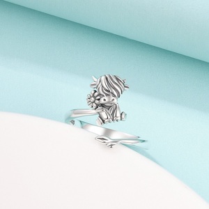 Bague de vache Highland en argent sterling 925 réglable bagues d'animaux mignons bijoux pour femmes - Product Image 4