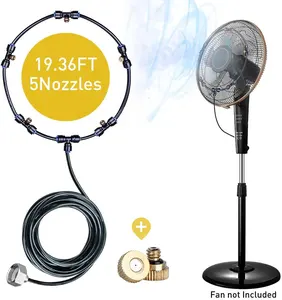 19.36 ft 6m fog line and 5 brass nozzles and adapters outdoor fan sprayer cooling cooling atomization