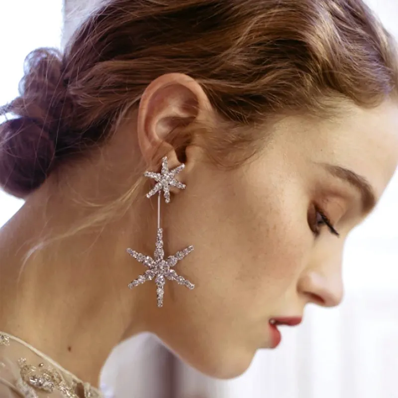Mode Ohrringe Stern Strass baumeln Ohrringe für Frauen Braut Ohrringe Schmuck