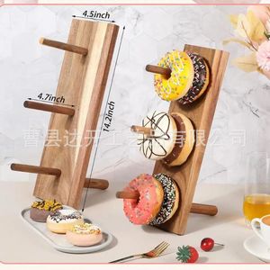 Expositor de donuts de madera, soporte de 3 niveles para decoración de mesa de fiesta, soporte para pastel de cumpleaños, fácil montaje, multiusos - Product Image 4