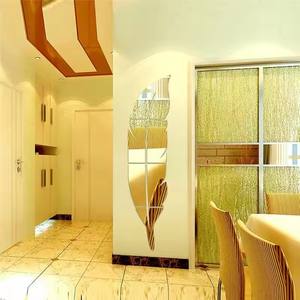 <span class=keywords><strong>Grand</strong></span> autocollant mural miroir en forme de plume pour salon Art décor à la maison acrylique étanche autocollant autocollant abstrait décoration murale cadeau - Product Image 5