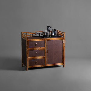 Retro-style bamboo tea <b>cabinet</b>, <b>small</b> tea <b>cabinet</b>, tea sideboard, storage rack, bamboo household kettle integrated <b>cabinet</b> for - Product Image 2
