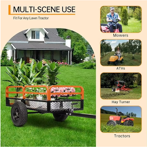 Chariot <span class=keywords><strong>de</strong></span> jardin industriel robuste en acier à quatre roues avec poignée rotative, côtés amovibles et structure en maille pour le rangement des outils - Product Image 5