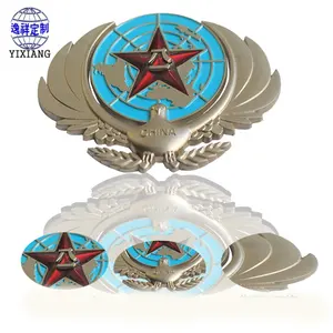 Custom 3D peace dove commemorative emblem metal military cap badge