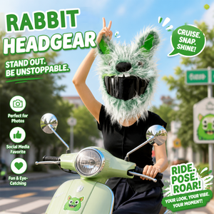Housse de casque de moto amusante en peluche verte en forme de lapin, housse de casque intégral en peluche, décoration pour casque de moto - Product Image 1