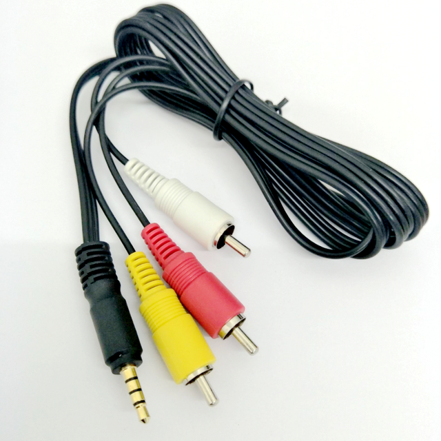 1.2m Audio Video AV 3.5mm 4 Poles Plug to 3 RCA Composite Cable for Canon