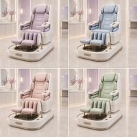 Station de pédicure et de massage professionnelle avec airbags pour les épaules et les jambes, bol en verre et revêtement personnalisé