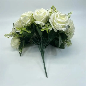 BS0026-2 Handmade Boho <strong>Floral</strong> Design Artificial Flower Bouquet White Roses Holding Flowers for Valentine's Day Celebration - Product Image 4