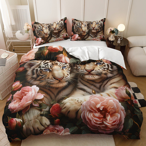 Ensemble de literie léopard tigre Ensemble de housse de <span class=keywords><strong>couette</strong></span> sauvage doux et confortable à imprimé léopard et tigre exotique - Product Image 4