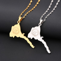 Érythrée carte drapeau pendentif colliers minces pour femmes filles couleur or carte africaine de l'Érythrée bijoux en acier inoxydable