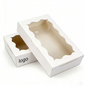 Custom Recyclable White <b>Paper</b> Bakery Box With Scalloped Window Ideal for Macarons Cookies & Dessert Packaging - Product Image 1