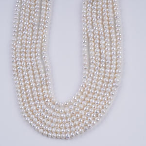 Collier de perles baroques Keshi blanches naturelles de 3-4 mm, petite chaîne de clavicule irrégulière, matériau semi-fini pour bricolage, perles en vrac - Product Image 4